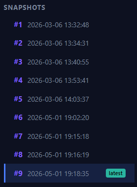 Browsing past versions of a project preserved by ProjBox.